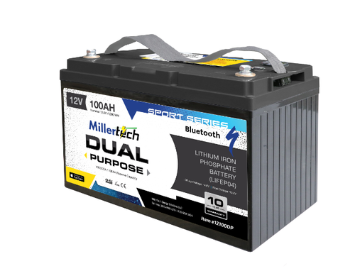 MillerTech 12V 100ah Bluetooth Lithium Dual Purpsose Battery