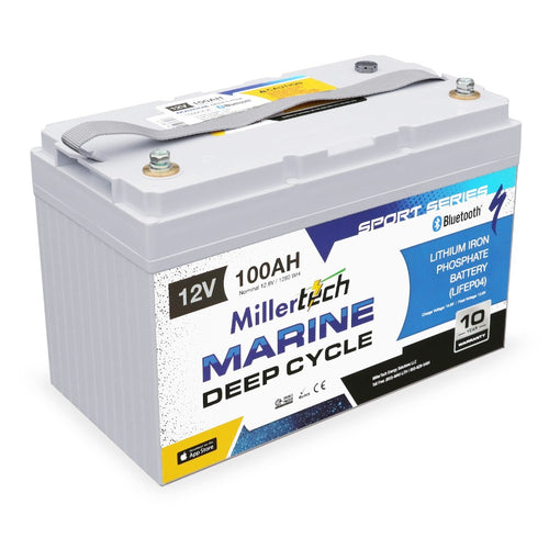 MillerTech 100ah Lithium Deep Cycle Battery (Trolling/Electronics) 12100-BT