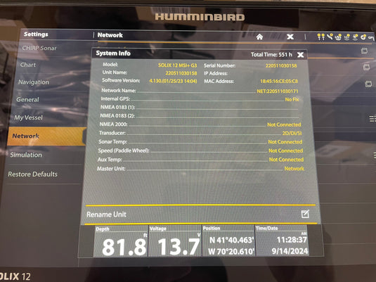 Used Humminbird Solix 12 MSI G3 CHO