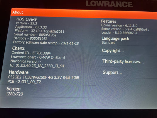 Used Lowrance HDS 9 Live