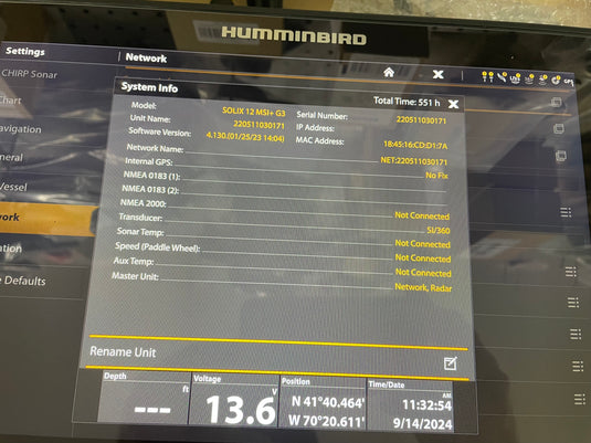 Used Humminbird Solix 12 MSI G3 CHO