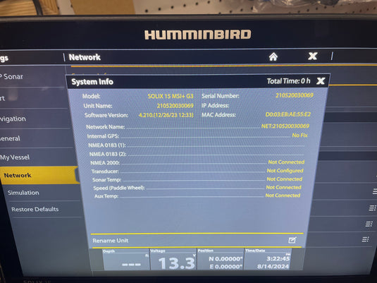 Used Humminbird Solix 15 MSI G3 CHO