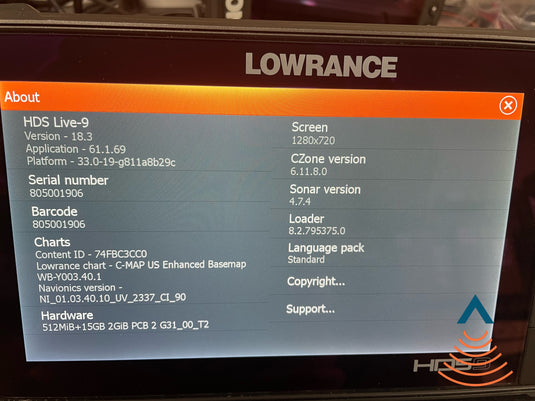 Used Lowrance HDS 9 Live